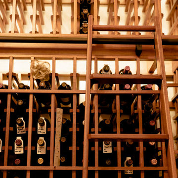 Custom Wine Racks and Rolling Ladder in North Dallas Residential Wine Cellar