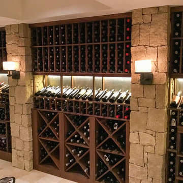 Custom Wine Racks Built into Stone Columns