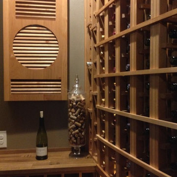 Custom Wine Racks Dallas with a Matching Wine Cellar Cooling Unit Grill