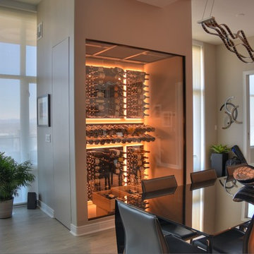 Del Mar San Diego Modern Traditional Custom Wine Cellar Wine Room Glass Stone