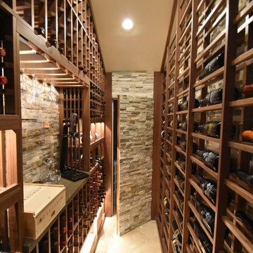 Del Mar San Diego Small Custom Wine Cellar Walk in with Hidden Door Beer Storage