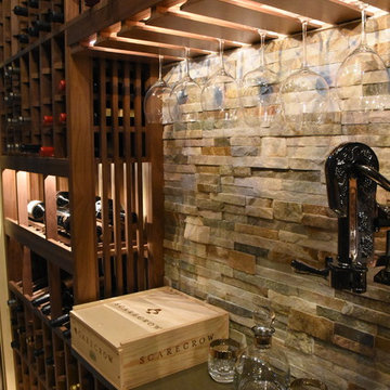 Del Mar San Diego Small Custom Wine Cellar Walk in with Hidden Door Beer Storage