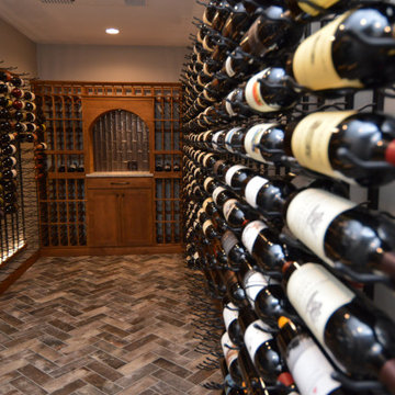 Double Deep Metal Wine Racks for a Contemporary Home Wine Cellar