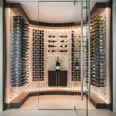 Inspiration for a mid-sized contemporary ceramic tile wine cellar remodel in San Francisco with display racks