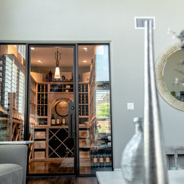 Front View Dallas Contemporary Wine Cellar with Glass Door