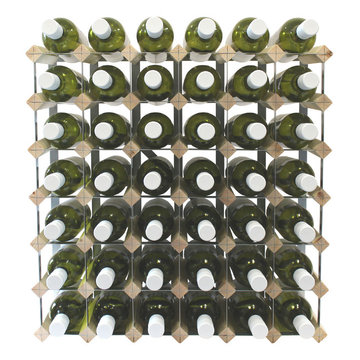 Fully Assembled Wooden Wine Rack - Natural Pine & Galvanised Steel 42 Bottle
