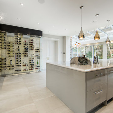 Glass Enclosed Wine Cellar wall with Onyx