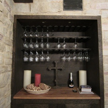 Glass Rack and Tabletop in the Home Wine Cellar Corking Station