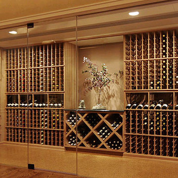 Glass wall wine cellar and racking