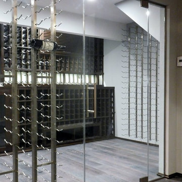 Glass Walls and Entryway Provides a Great View of the Orange County Custom Wine