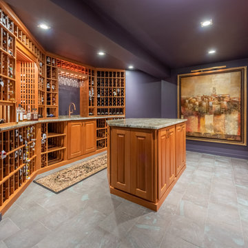 Guilford Connecticut Custom Wine Cellar Redwood Traditional Glass Wine Room