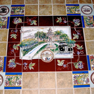 Hand Painted Tile Mural for Wine cellar