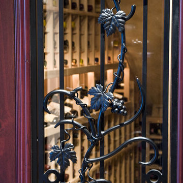Hand-Wrought Iron Grapevine Wine Cellar Door Design Chicago