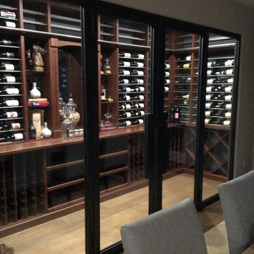 Home Wine Cellar with Wood and Metal Wine Rack System
