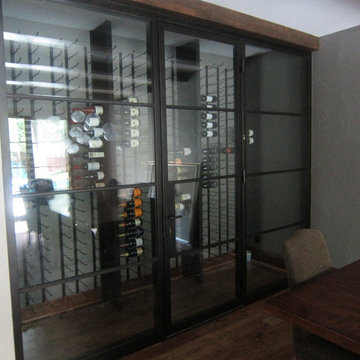 Iron and Dual Pane Glass Custom Wine Cellar Door in Texas