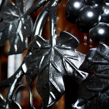 Iron-Wrought Grapevine Wine Cellar Design Dallas - A Closeup