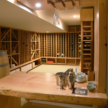 Japanese style Basement Winery and live edge table