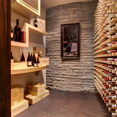 Wine cellar - contemporary wine cellar idea in Atlanta with storage racks