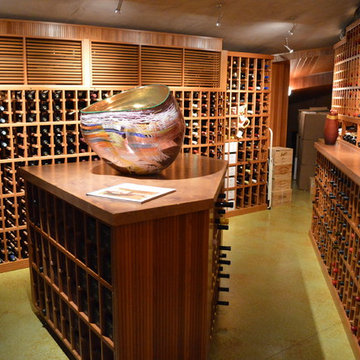 La Jolla / Del Mar Large Custom Wine Cellar Walk In with Tasting Table and Glass