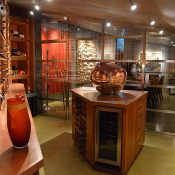 La Jolla / Del Mar Large Custom Wine Cellar Walk In with Tasting Table and Glass