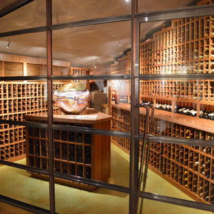La Jolla / Del Mar Large Custom Wine Cellar Walk In with Tasting Table and Glass