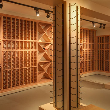 Large Vancouver Wine Cellar - Overview Showing Wood & Metal Wine Racks
