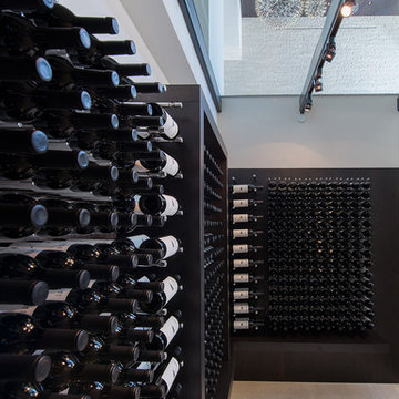Laurel Way Beverly Hills luxury home modern wine storage with skylight