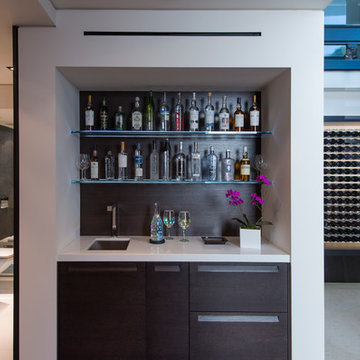 Laurel Way Beverly Hills luxury home wine cellar display & wet bar