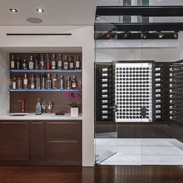 Laurel Way Beverly Hills luxury home modern wine cellar with glass skylight ceil