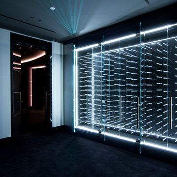 LED Illuminated Glass Enclosed Wine Cabinet