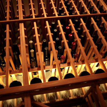 Lit Wine Racks Display Row with Bottle Storage Slots Above