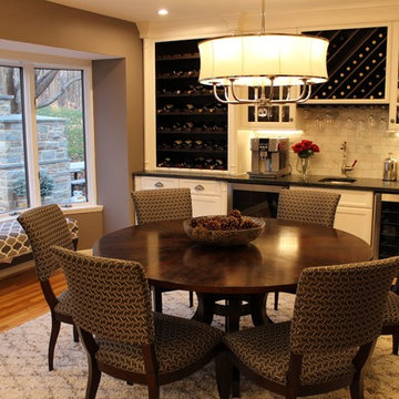 Luxurious Transitional Custom Wine Bar w/White Cabinetry & Soapstone Countertop