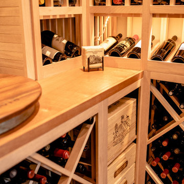 Mahogany Wood Wine Racks Add a Rustic Appeal to the Custom Wine Cellar