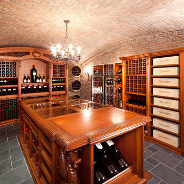 Massive Hand-carved Wine Cellar.