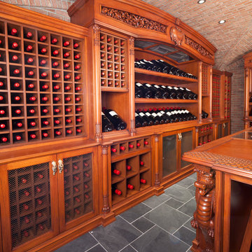 Massive Hand-carved Wine Cellar.