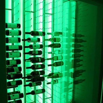 Metal Wine Racks in Green Glow