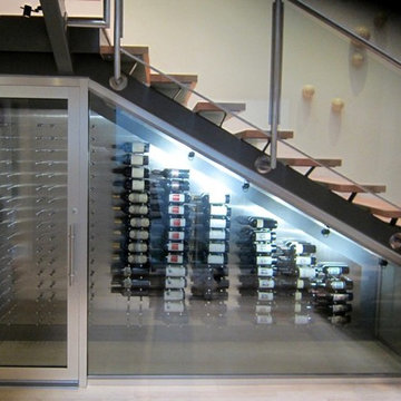Modern Custom Wine Display Under the Stairs Dallas Installation Project
