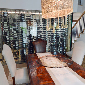 Modern Glass Dining Room Wine Cellar in a Manhattan Beach Home