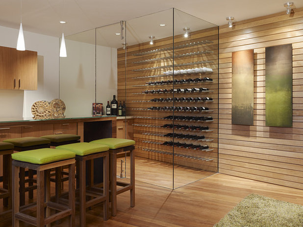 Contemporain Cave à Vin Modern Wine Cellar