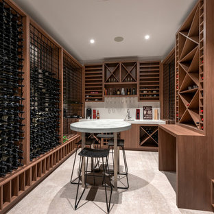 Contemporary wine cellar in Perth with storage racks.