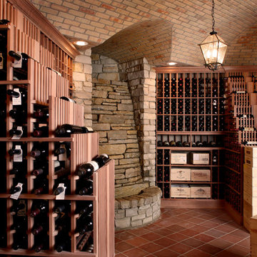 Northern Michigan Wine Cellar with Waterfall