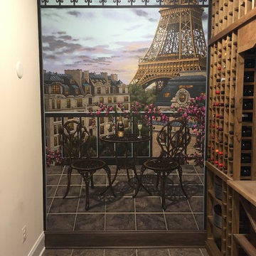Paris/London Wine Cellar Murals by Tom Taylor of Mural Art LLC