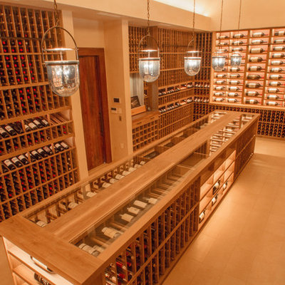 Wine cellar - huge craftsman ceramic tile wine cellar idea in San Francisco with storage racks
