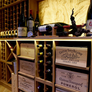 Private wine cellar in Wirral using oak racks, cubes and shelves