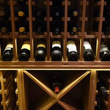 Private wine cellar in Wirral using oak racks, cubes and shelves