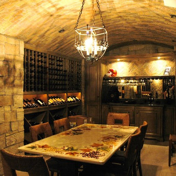 Rustic stone wine cellar