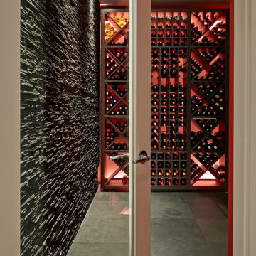 Rustic Wandsworth Wine Cellar with Slate Wall