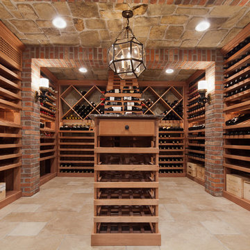 Short Hills Wine Cellar-Stone Ceiling and Brick Pilasters