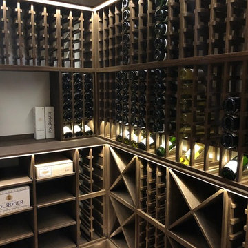 Solid Oak wine room in residential home in London, storing over 1150 bottles!