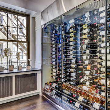 Stainless steel and glass wine cellar